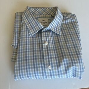 Ben Sherman Tailored Slim Fit Size 17 36-37 Mens Blue Blue Yellow White Check